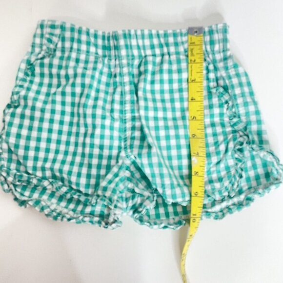 Crewcuts Size 8 Girls Green White Gingham Ruffle Shorts Pockets Pull-on - Picture 8 of 9